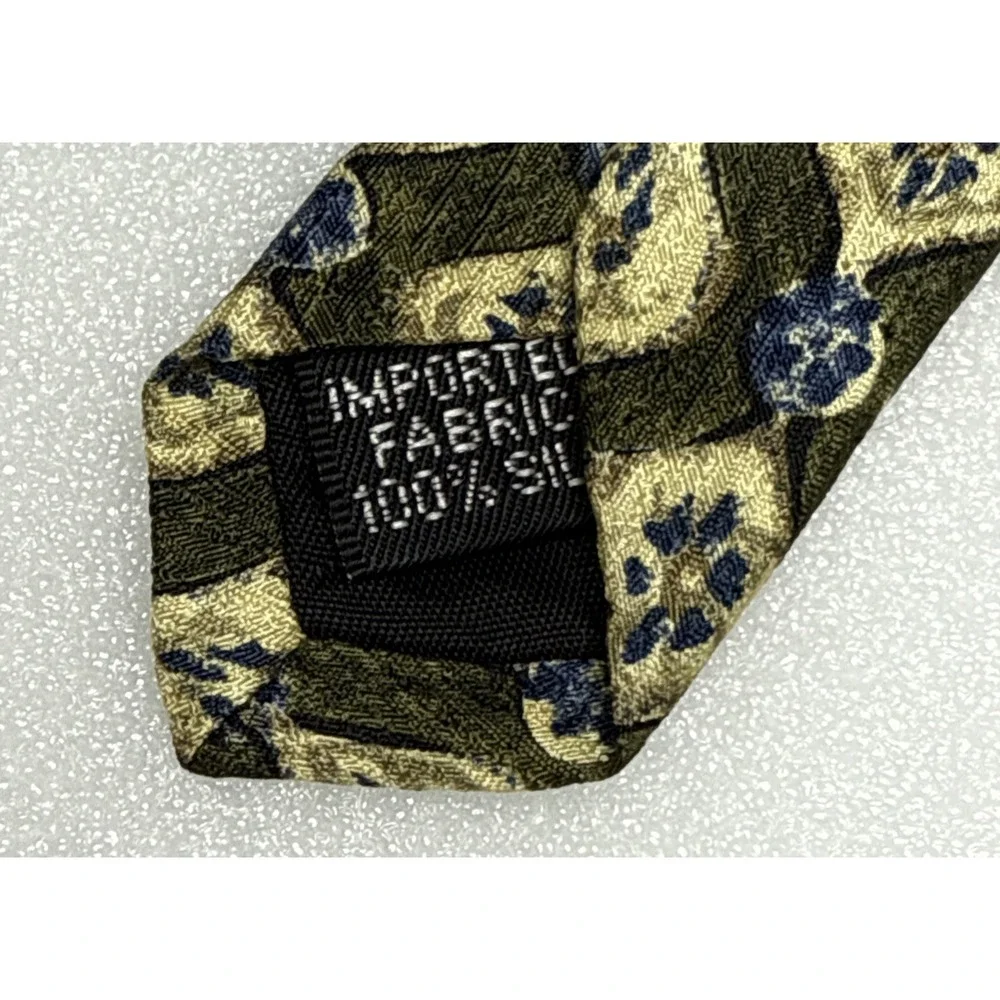 Geoffrey Beene Men's‎ 100% Silk Necktie Designer Geometric Yellow/Green/Blue EUC